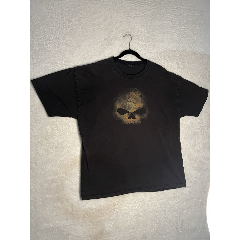 Harley Davidson Skull T Shirt XL Black Myrtle Beach 2010 Fade